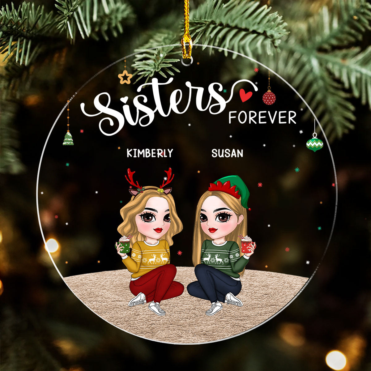 Sisters Forever - Personalized Custom Acrylic Ornament