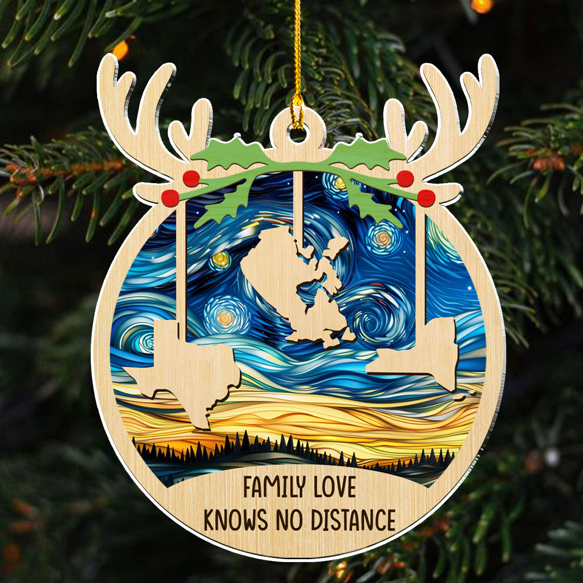 Love Between Family Knows No Distance - Personalized Custom Acrylic Ornament