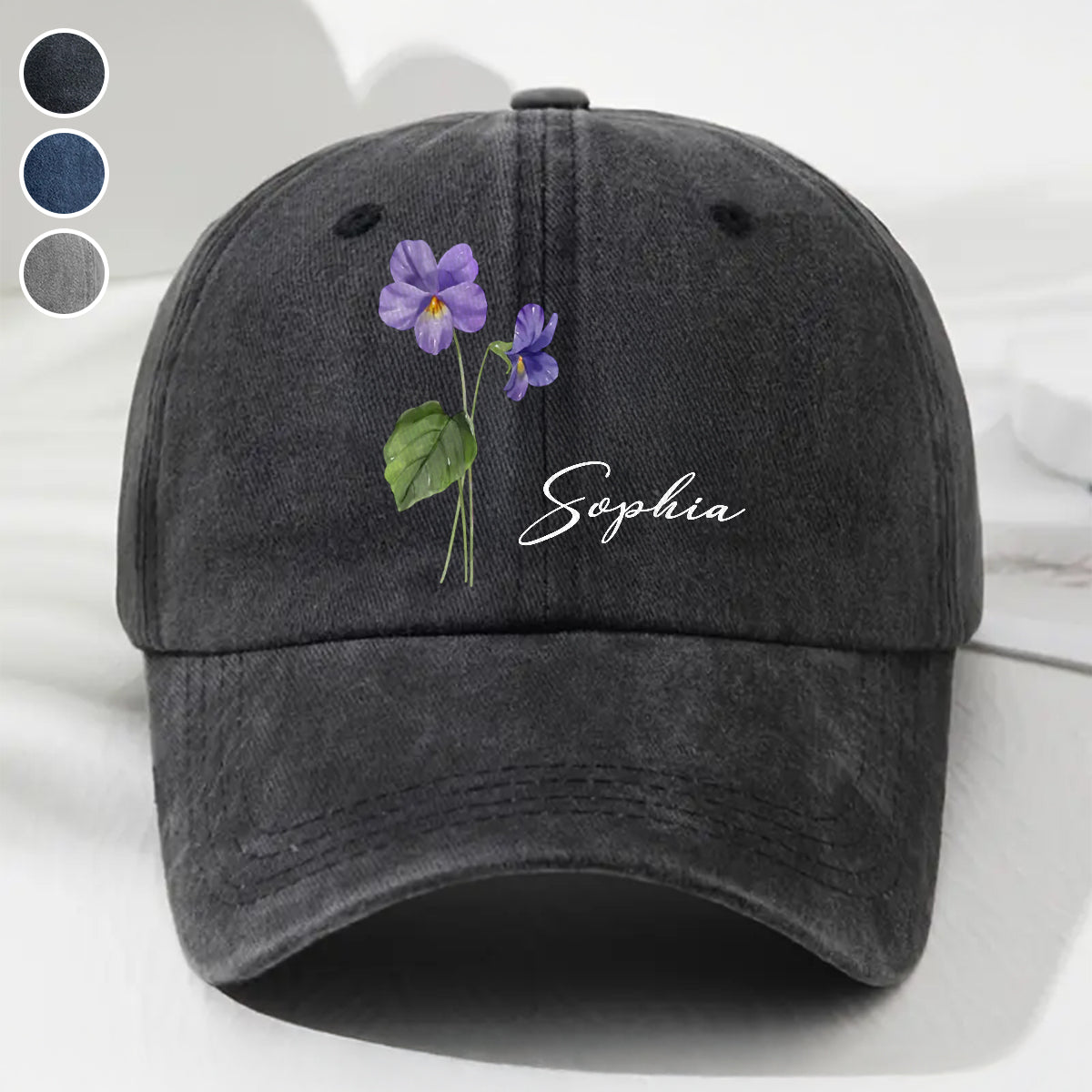 My Own Flower - Personalized Custom Vintage Washed Denim Cap