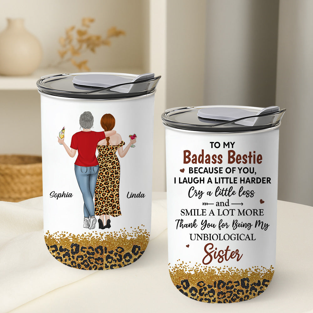 Because Of You I Laugh A Little Harder - Personalized Custom 10oz Tumbler