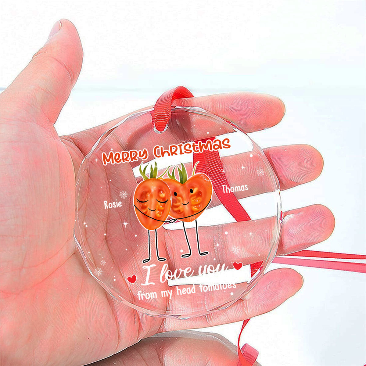 I Love You From My Head Tomatoes - Personalized Custom Glass Ornament