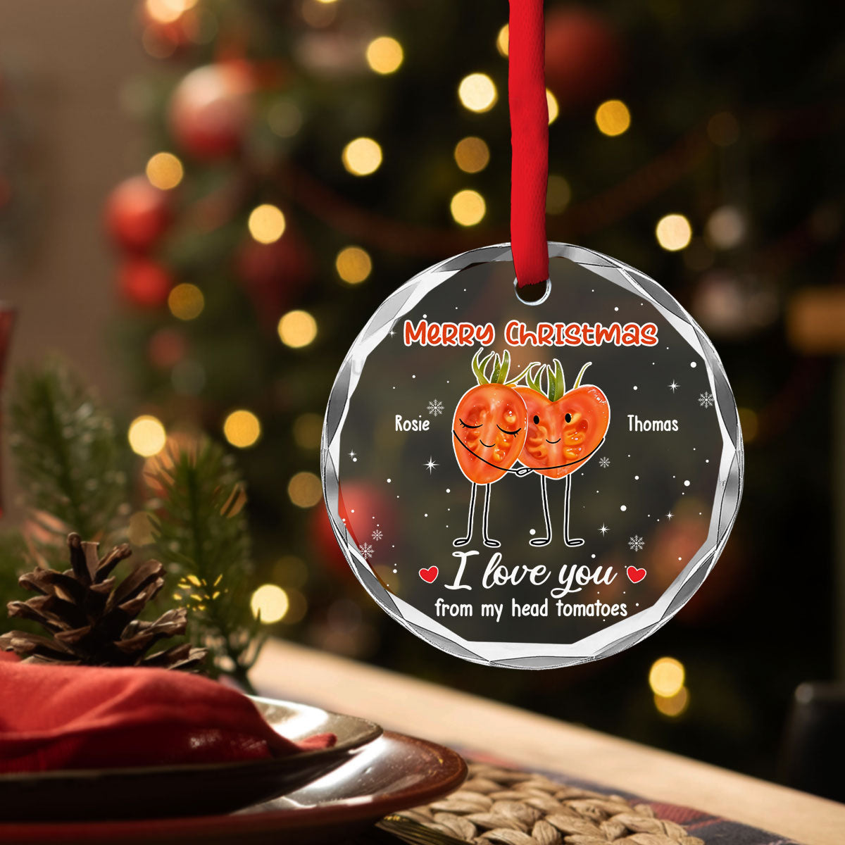 I Love You From My Head Tomatoes - Personalized Custom Glass Ornament
