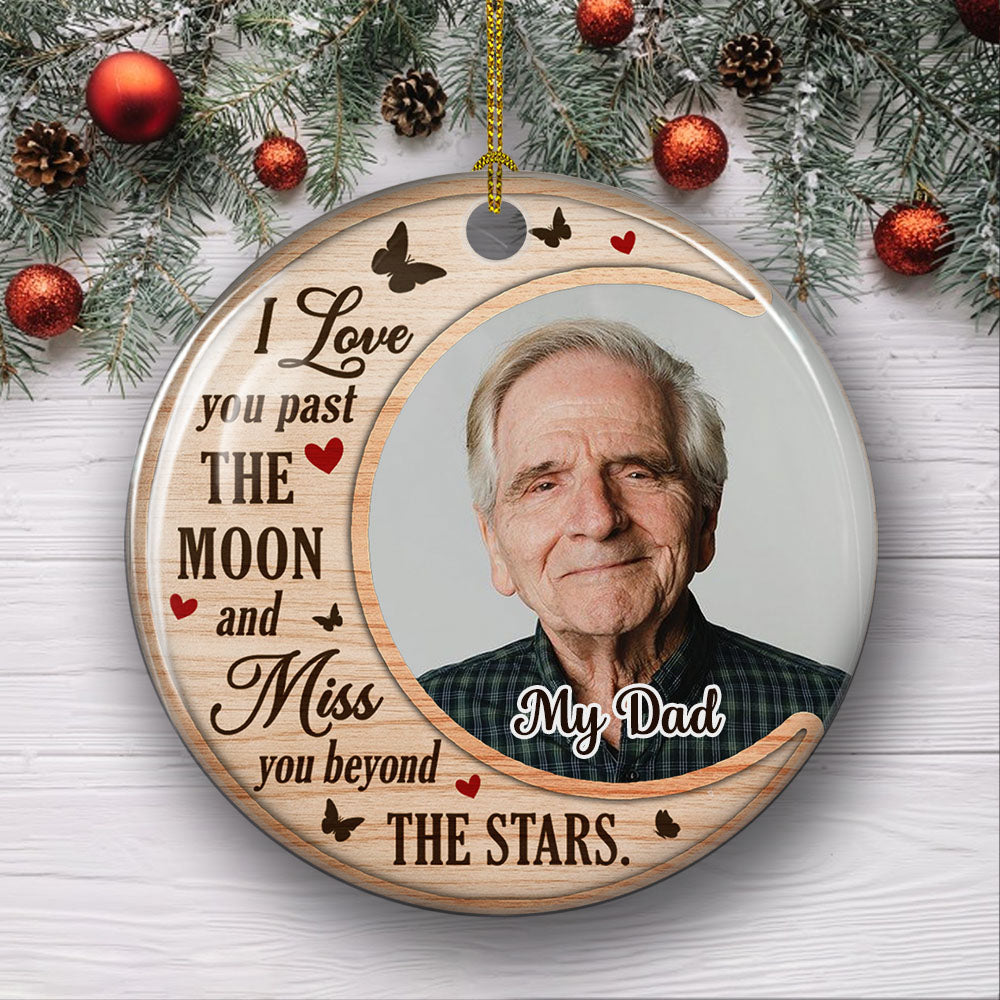 Past The Moon - Personalized Custom Circle Ceramic Christmas Ornament