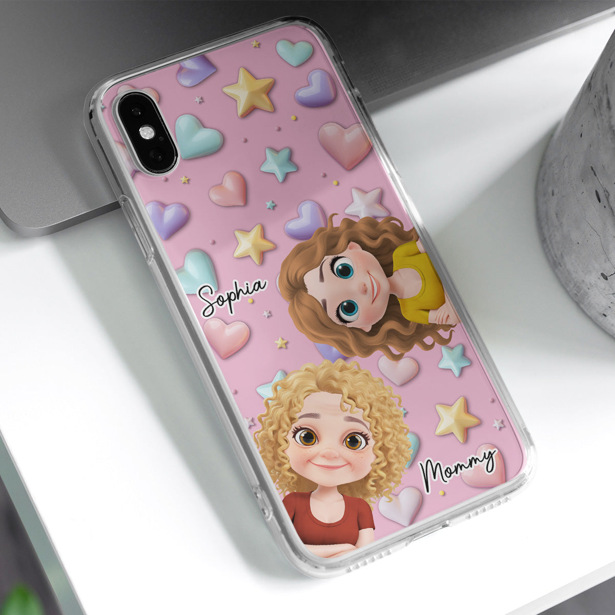 Cute Mommy And Children - Personalized Custom 3D Effect Phone Case