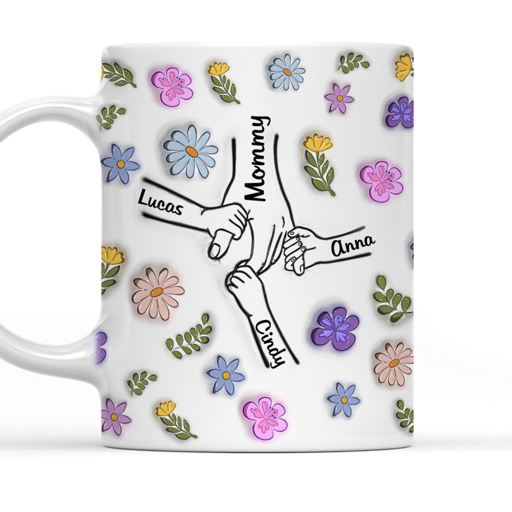 Mom You Hold My Hand And My Heart - Personalized Custom 3D Inflated Effect Mug