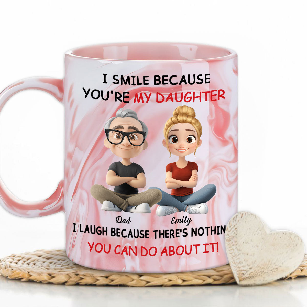 My Daughter - Personalized Custom Pink Marble Mug