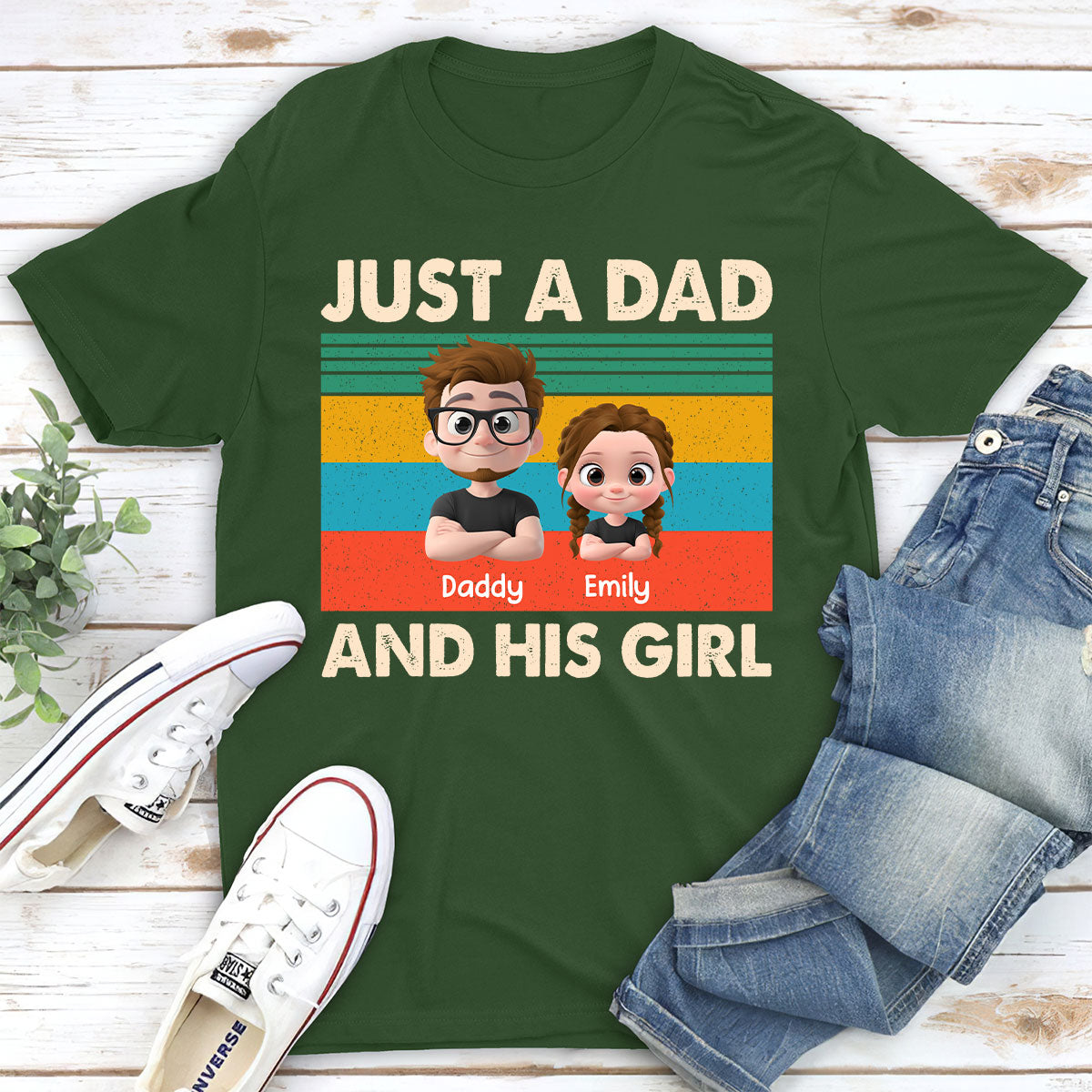 Just A Dad And His Kid - Personalized Custom Shirt