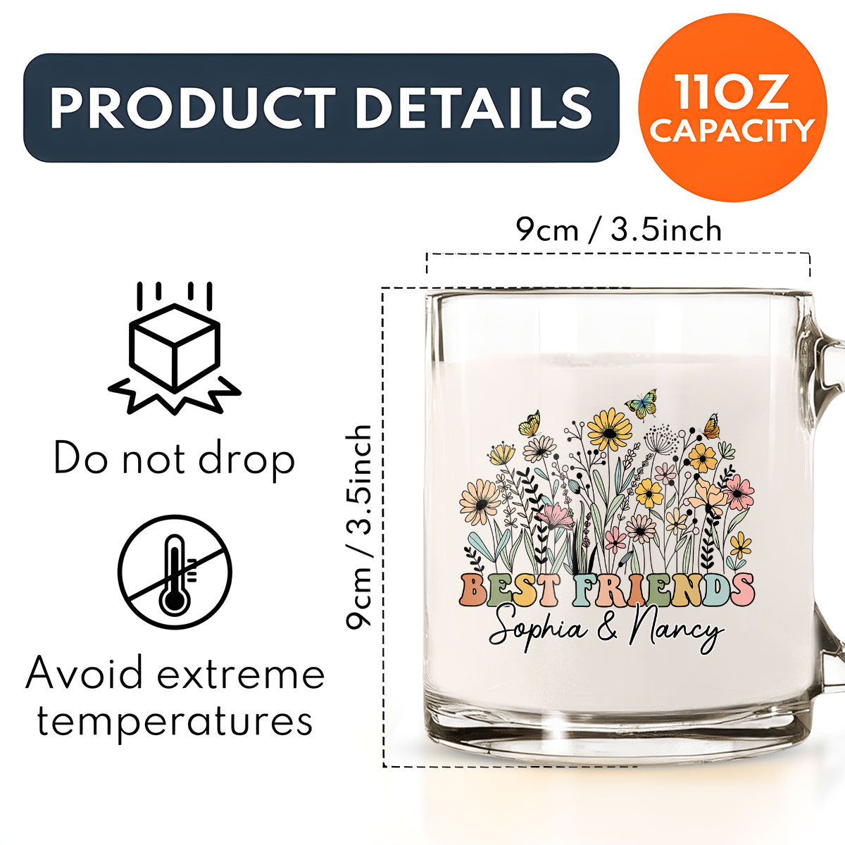 Wildflower - Personalized Custom Glass Mug