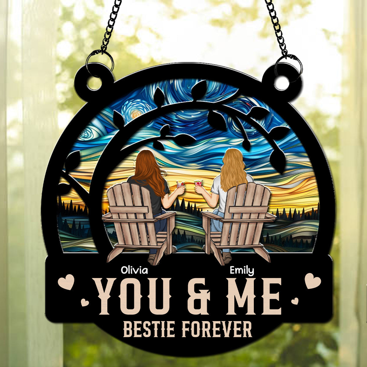 You And Me Are Bestie - Personalized Custom Suncatcher
