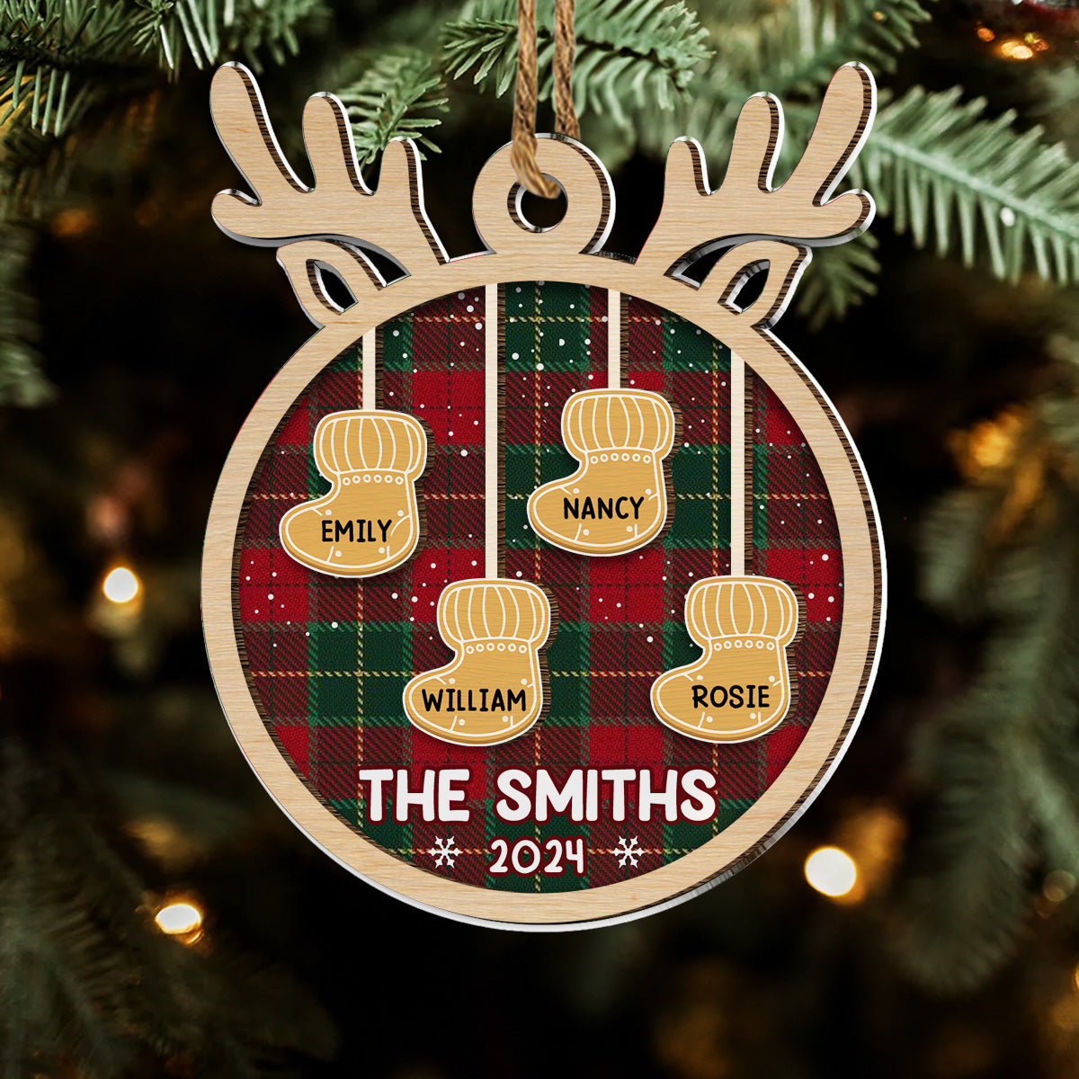 Ginger Family Christmas - Personalized Custom Wood And Acrylic Ornament
