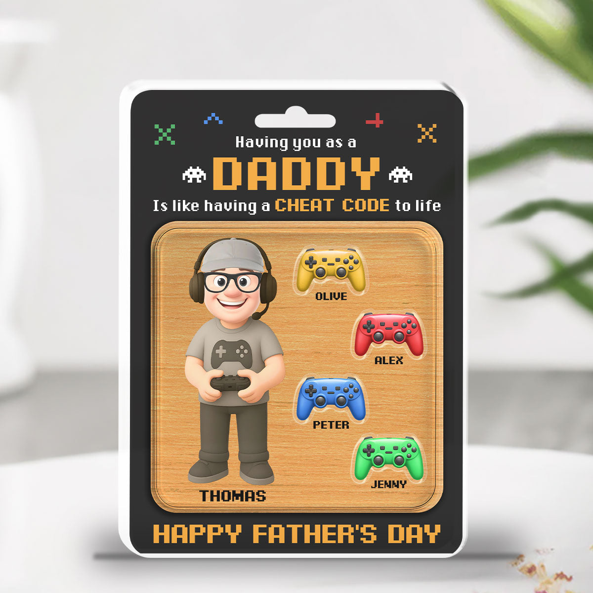Having Dad Like Having A Cheat Code - Personalized Custom Acrylic Plaque