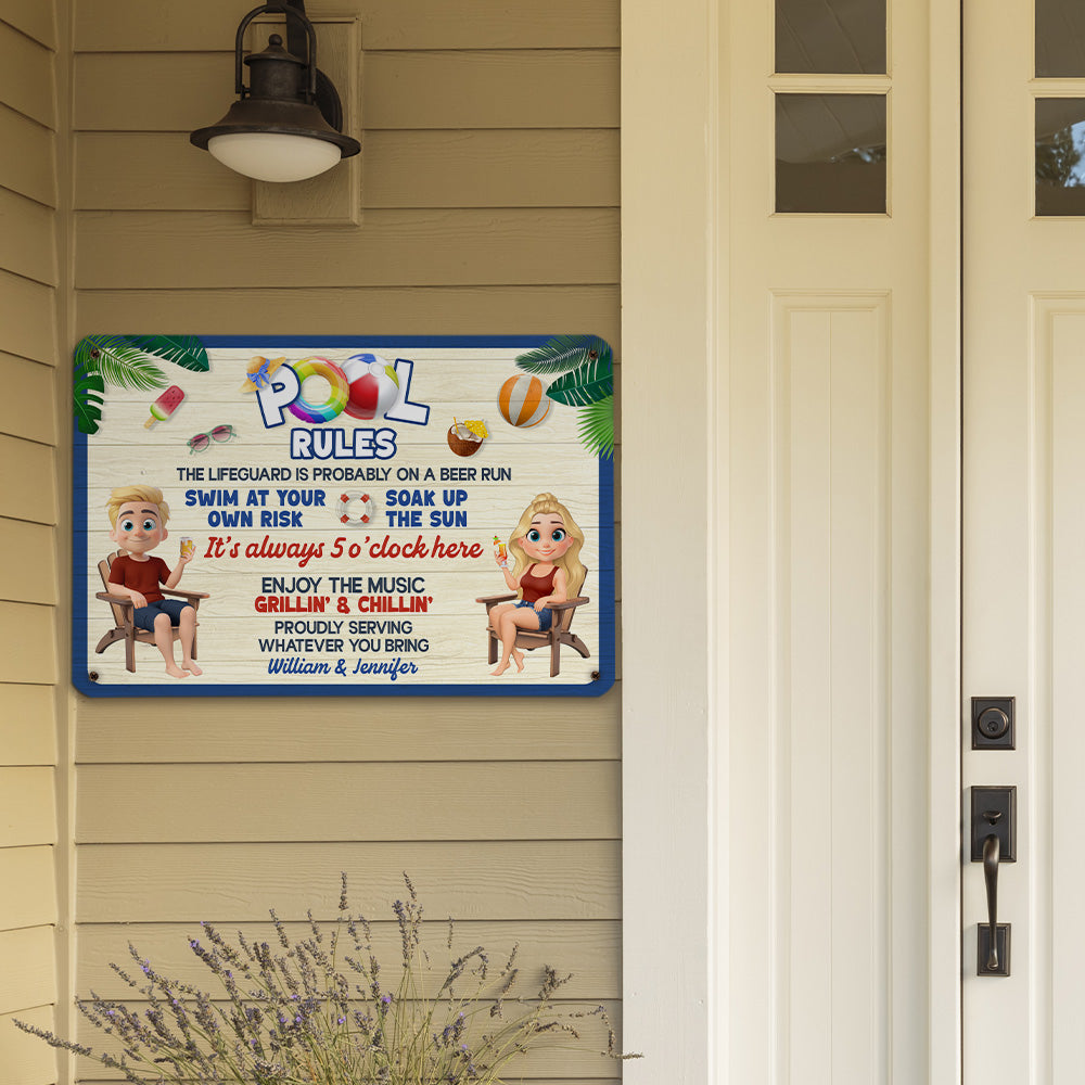 Pool Rules - Personalized Custom Metal Sign
