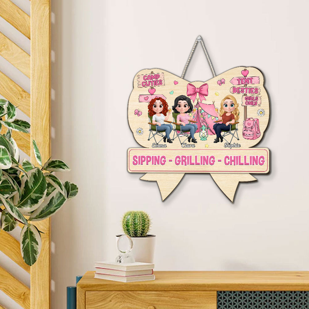 Girl Trip Camping - Personalized Custom Wood Sign