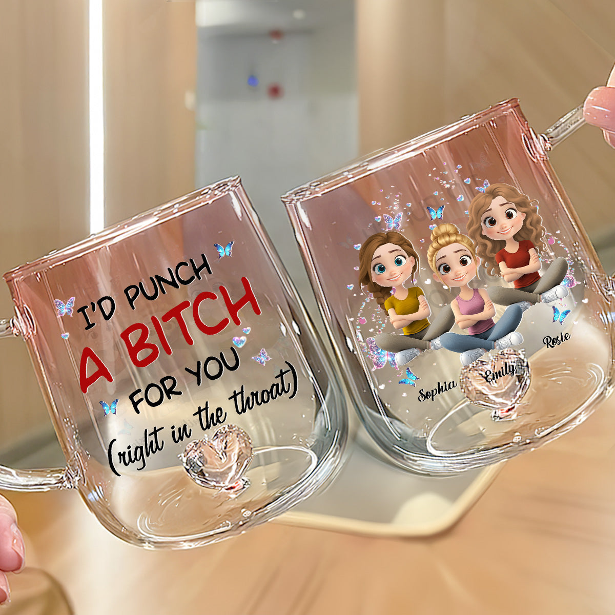 Real Talk Best Friend - Personalized Custom Pink Gradient Glass Mug