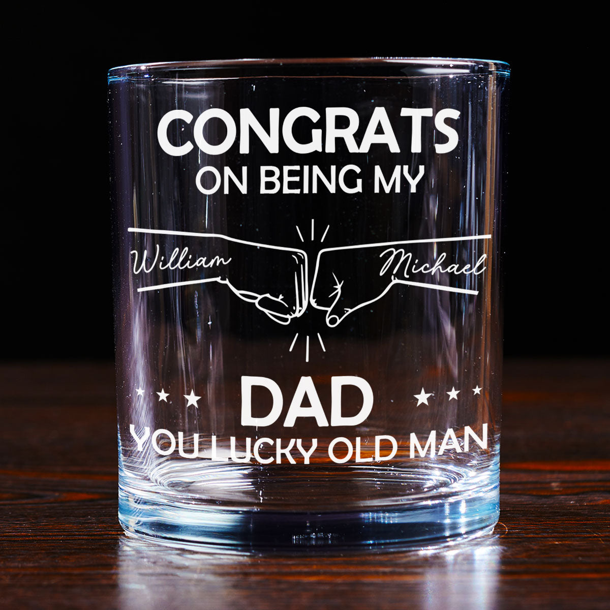 Dad Is A Lucky Old Man - Personalized Custom Whiskey Glass