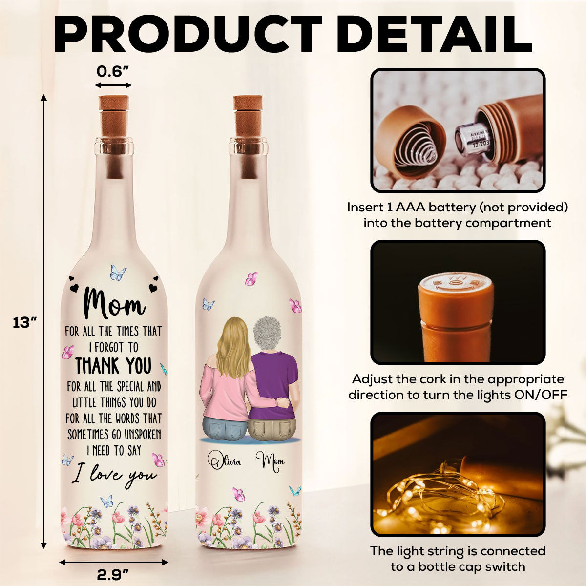 I Need To Say I Love You Mom - Personalized Custom Bottle Lamp