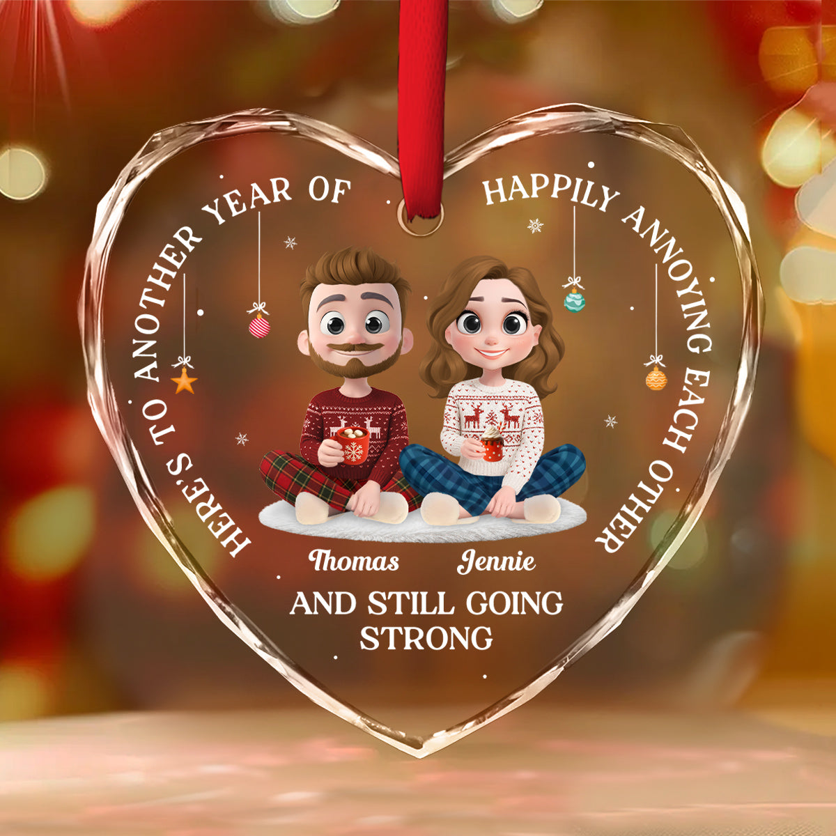 Another Year Of Happily - Personalized Custom Glass Ornament