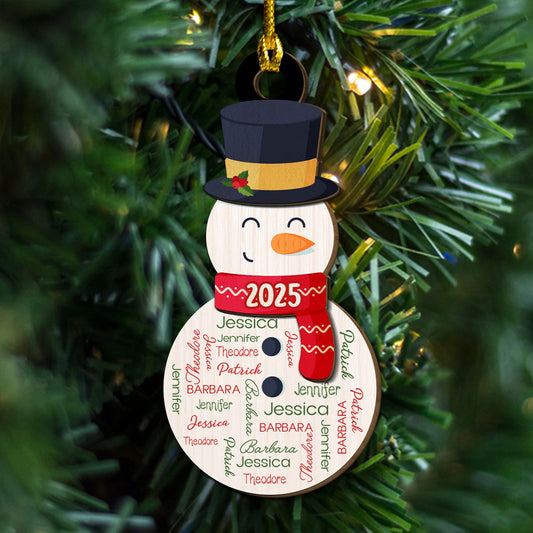 Snowman Repeating Name - Personalized Custom 2-layered Wood Ornament