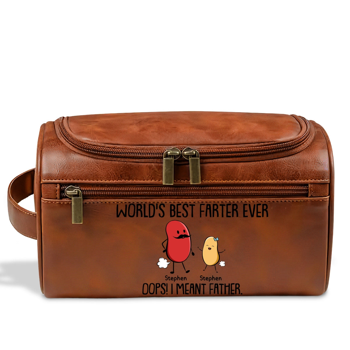 Best Farter Ever I Mean Father - Personalized Custom Leather Toiletry Bag