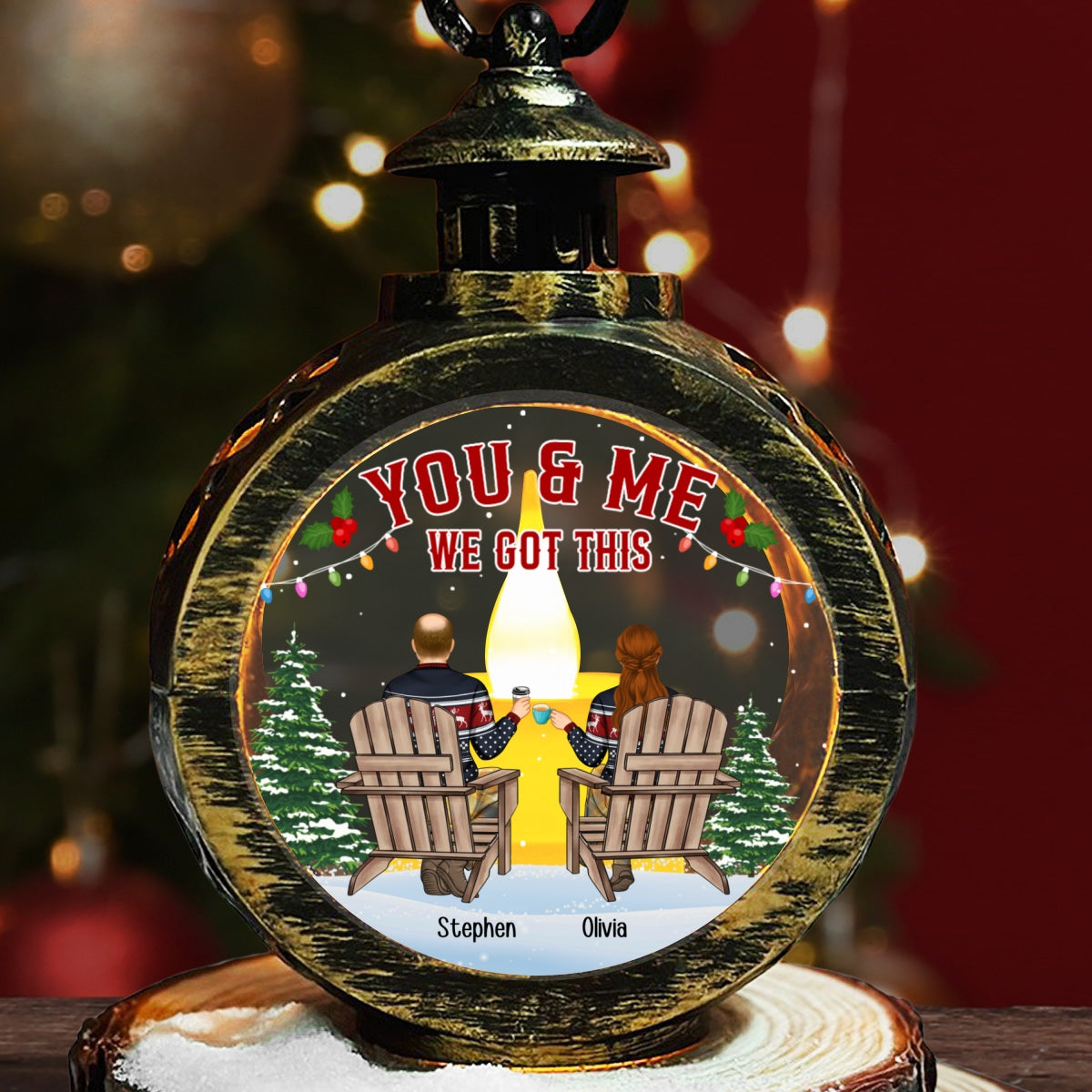 You And Me - Personalized Custom Christmas Lantern
