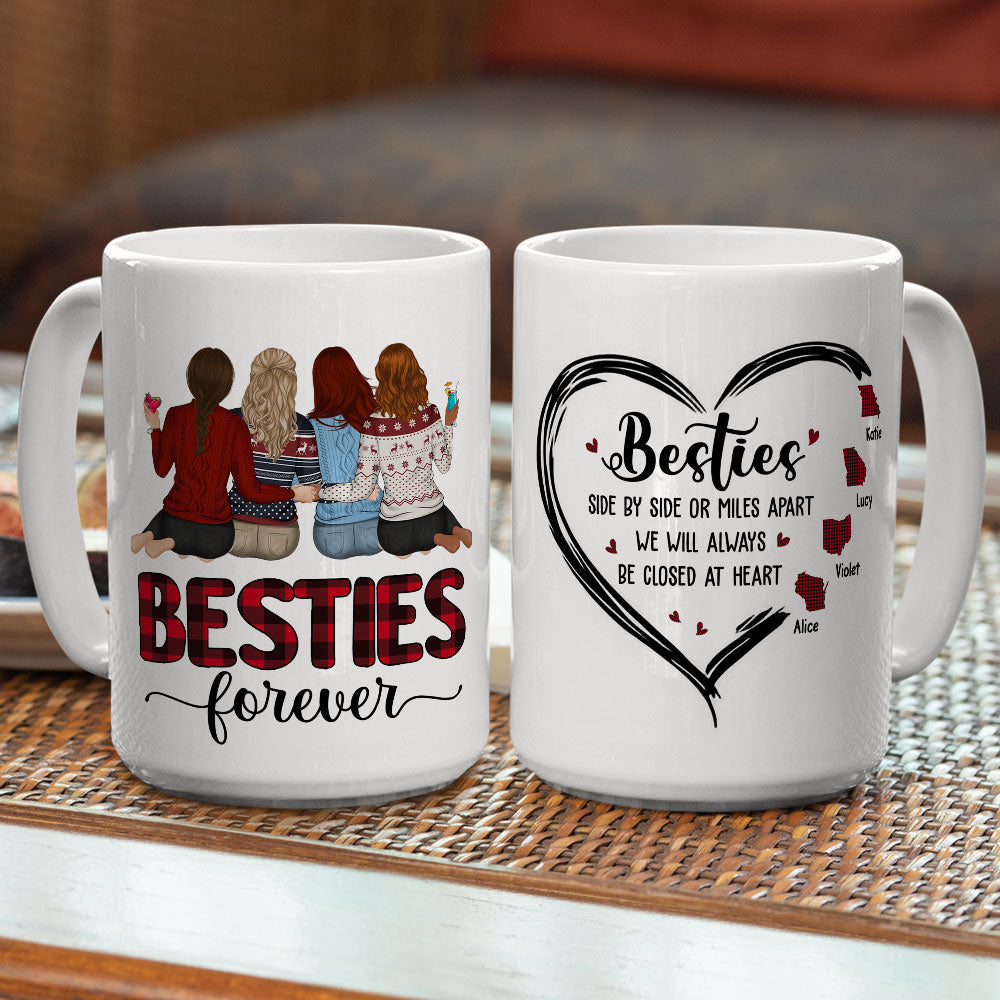 Side By Side Or Miles Apart - Personalized Custom Mug