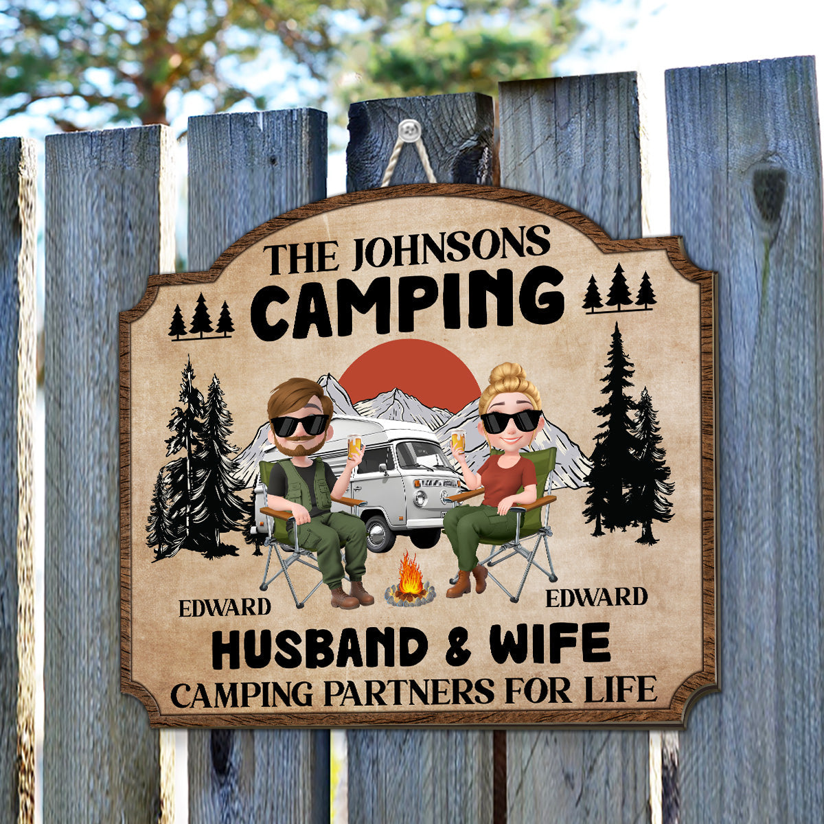 Camping Partners For Life - Personalized Custom Wood Sign