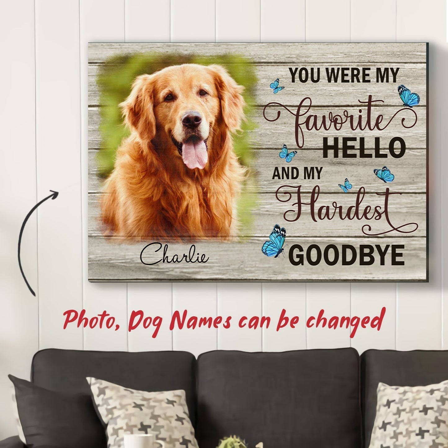 My Hardest Goodbye - Personalized Custom Photo Canvas - Memorial Wall Art