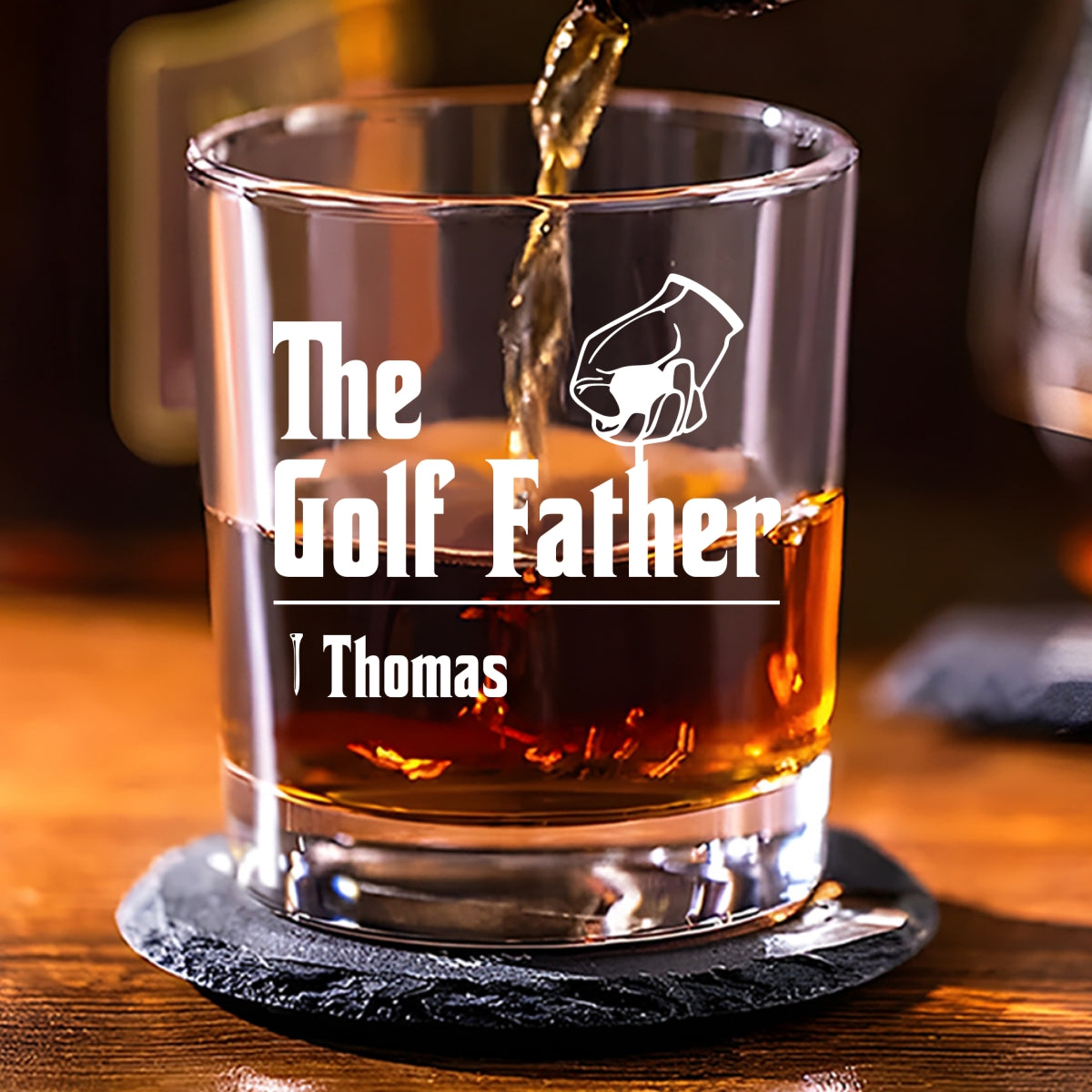 Golf Father - Personalized Custom Whiskey Glass