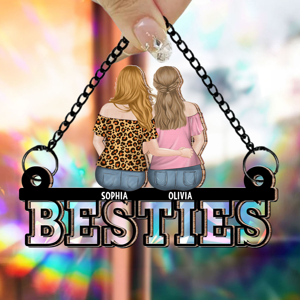 You Are My Bestie - Personalized Custom Rainbow Suncatcher