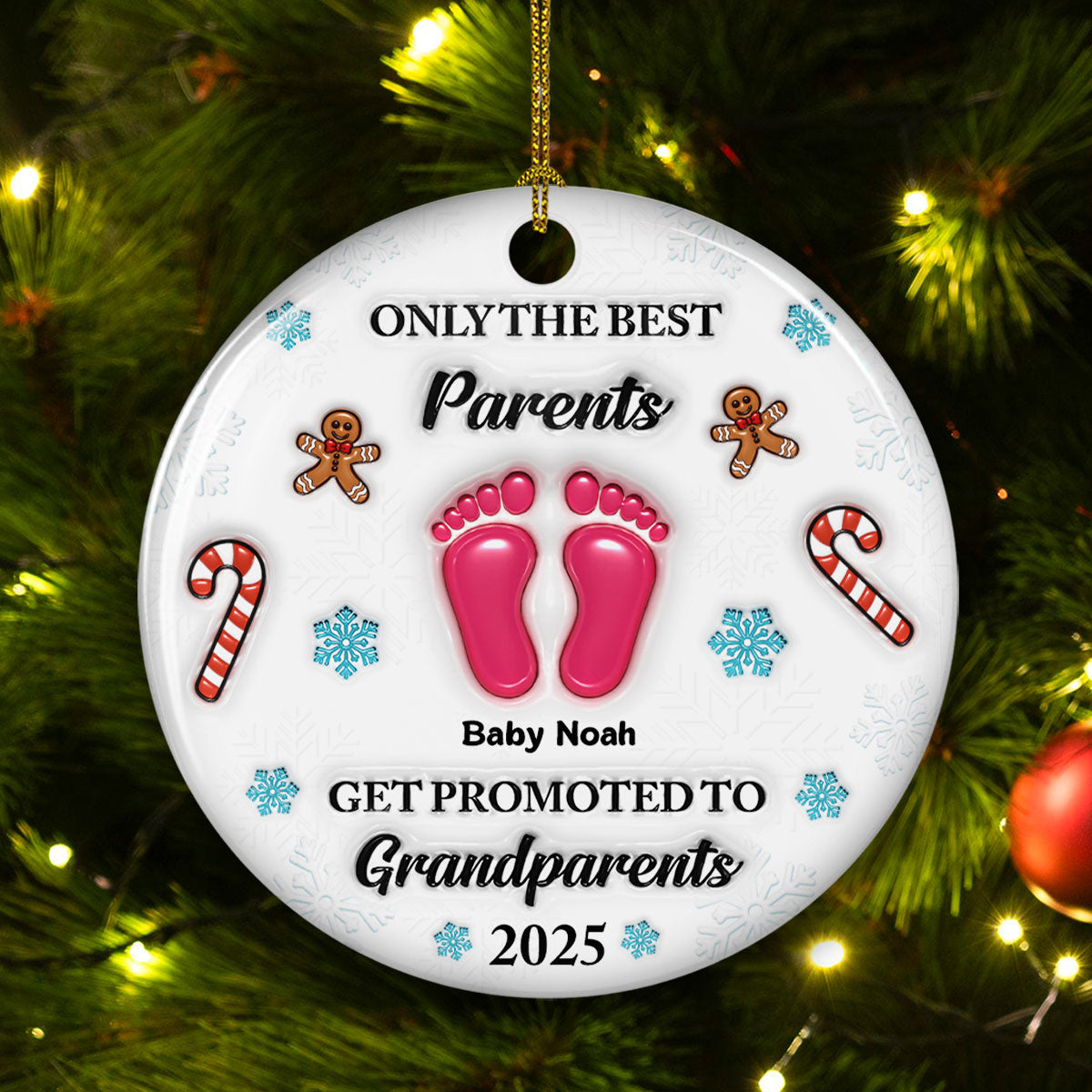 Congratulations On Your New Grandkid - Personalized Custom 3D Inflated Effect Ceramic Ornament