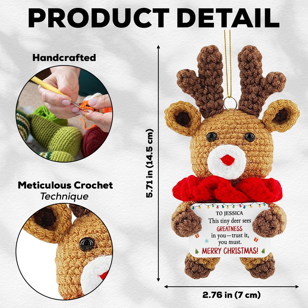 Merry Christmas - Personalized Custom Deer Crocheted Ornament