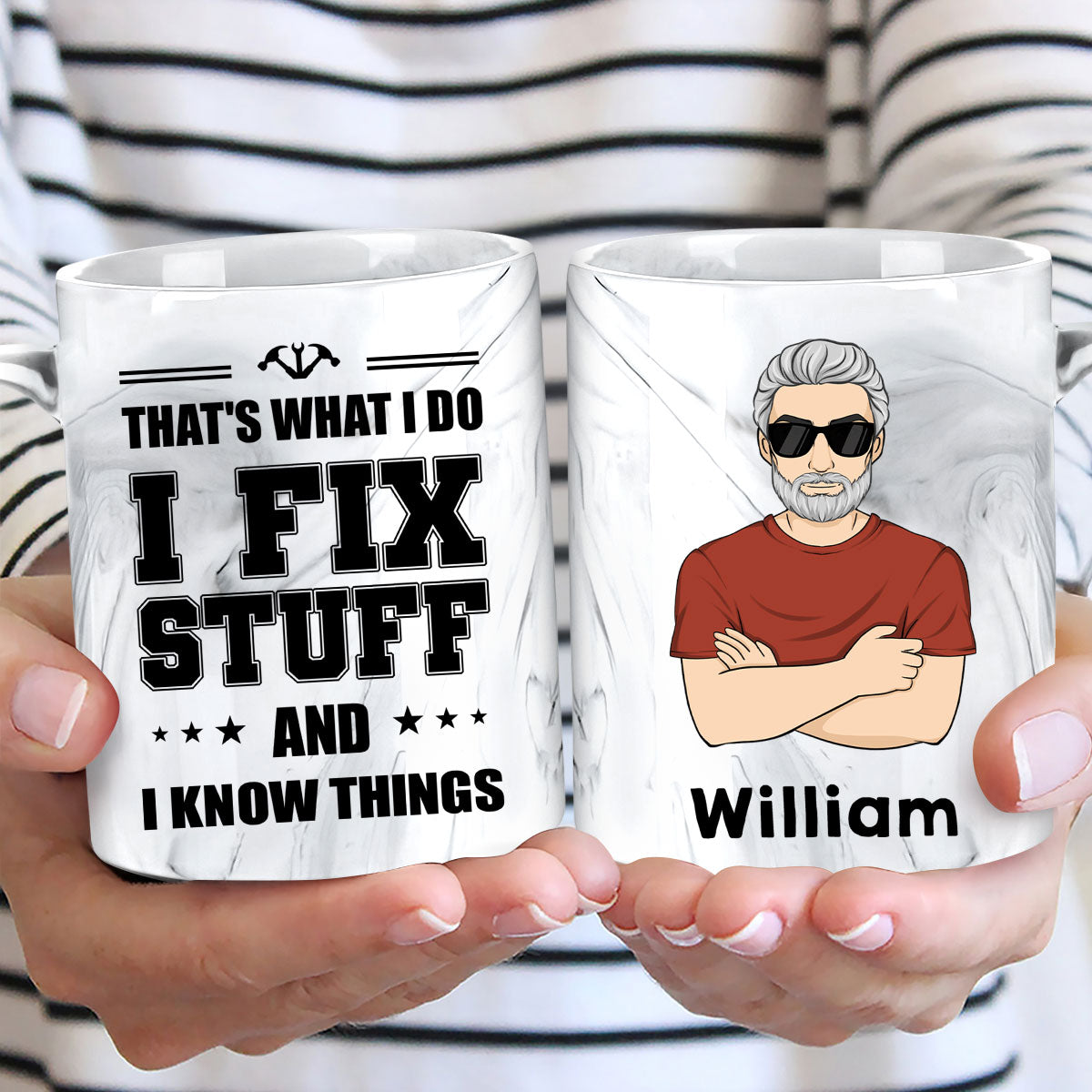 That Is what I Do - Personalized Custom Grey Marble Mug