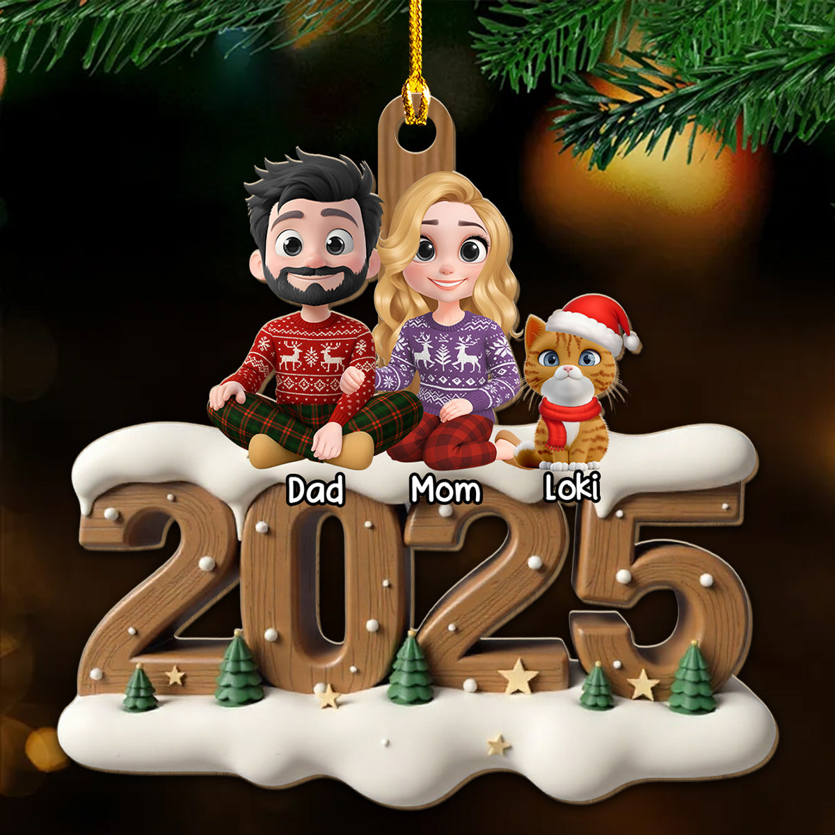 As A Family With Fur Babies Extended Ver - Personalized Custom 3D Effect Wood Ornament