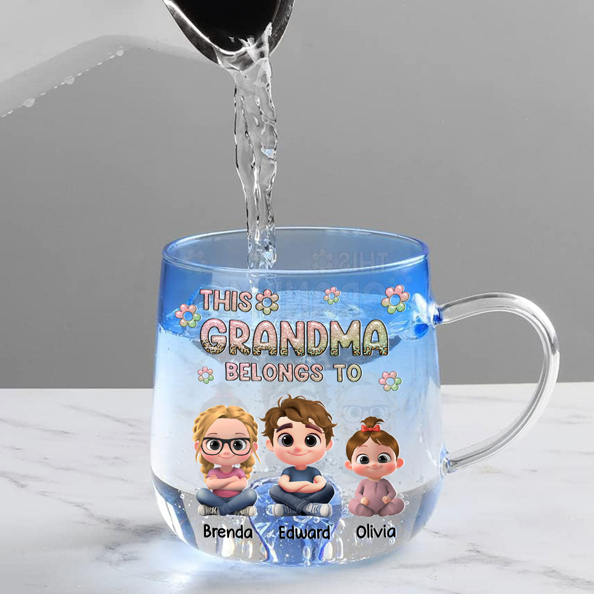 This Nana Belongs To - Personalized Custom Blue Gradient Glass Mug