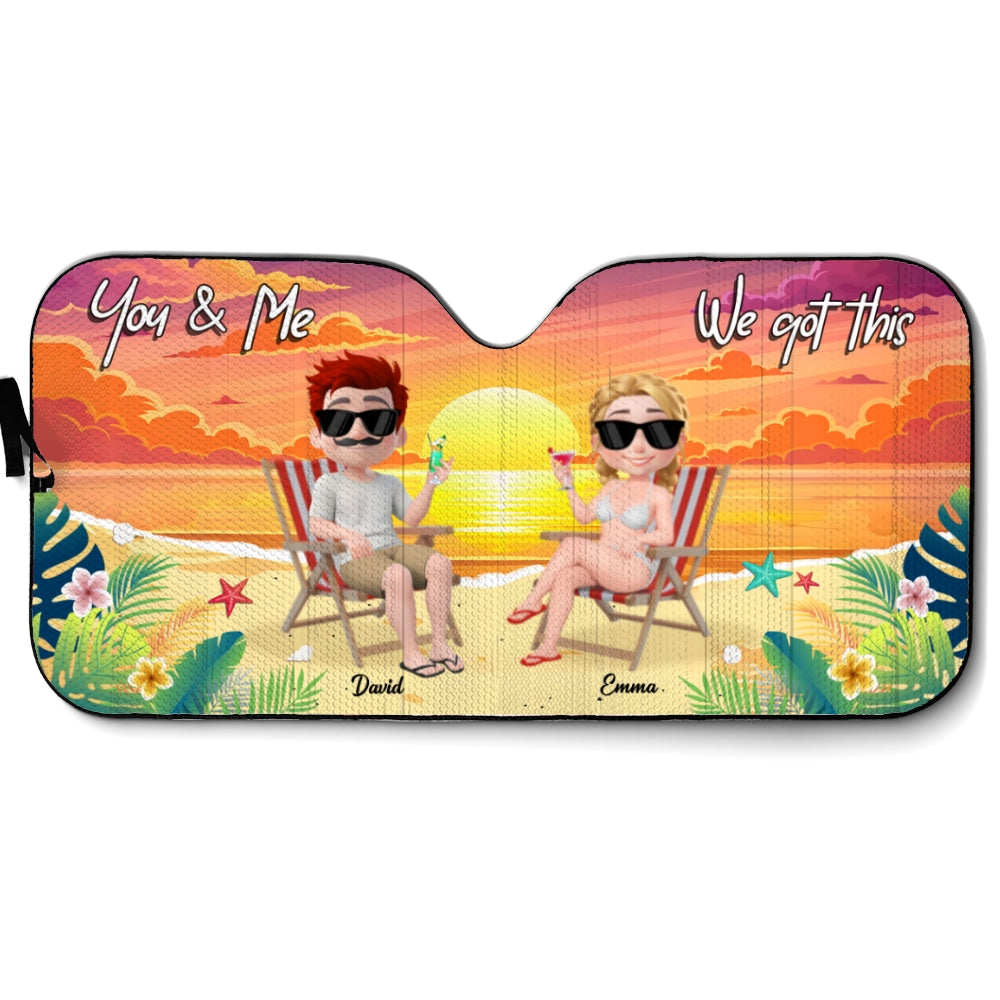 You And Me At Beach - Personalized Car Sunshade