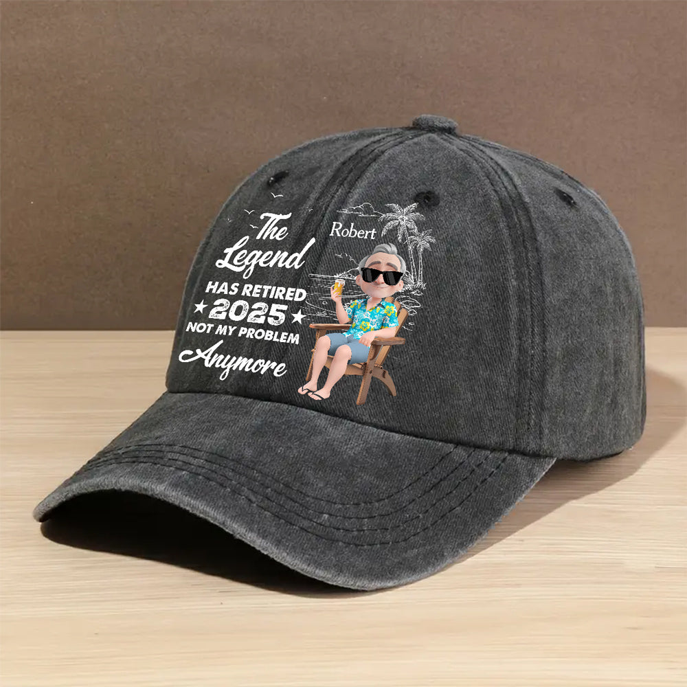 The Legend Has Retired Vintage - Personalized Custom Vintage Washed Denim Cap