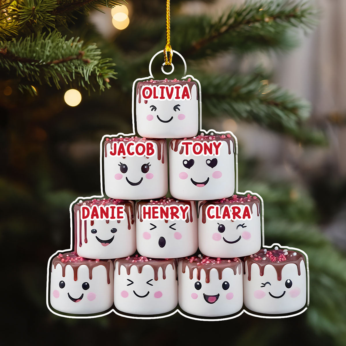 Marshmallow Family - Personalized Custom Acrylic Ornament