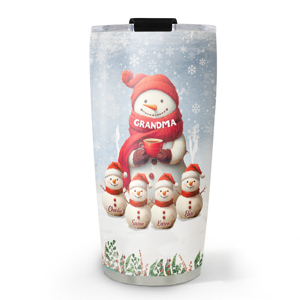 Snowman Grandma And Grandkids - Personalized Custom Tumbler