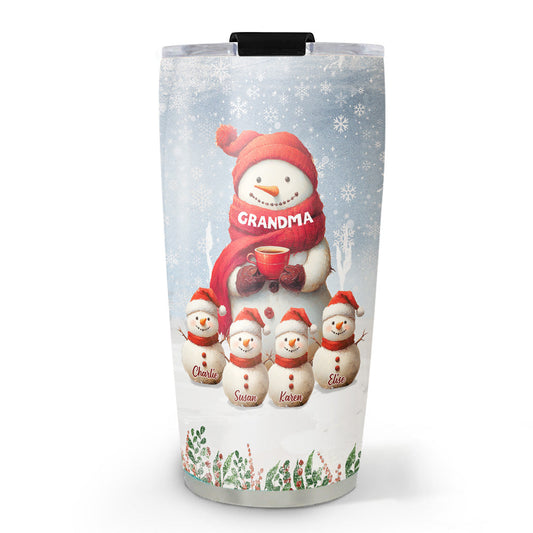 Snowman Grandma And Grandkids - Personalized Custom Tumbler