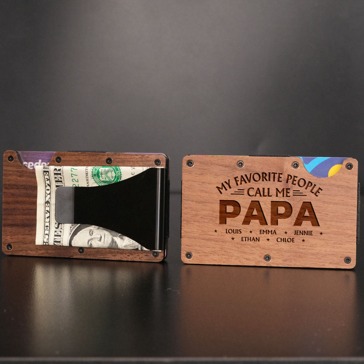 My Favorite People Call Me - Personalized Custom Engraved Wooden Card Holder