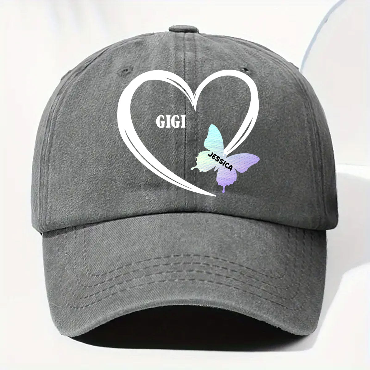 Grandma Love - Personalized Custom Vintage Washed Denim Cap