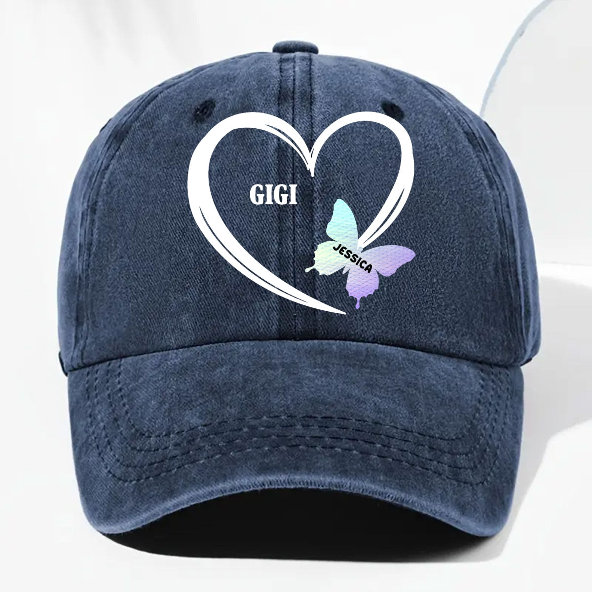Grandma Love - Personalized Custom Vintage Washed Denim Cap