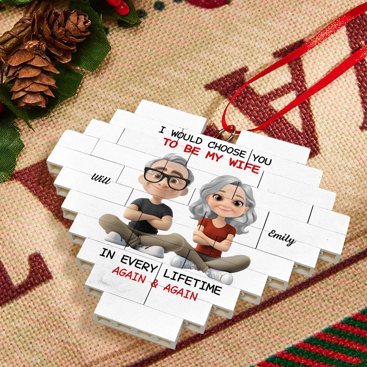 Always Choose You - Personalized Custom Heart Puzzle Ornament