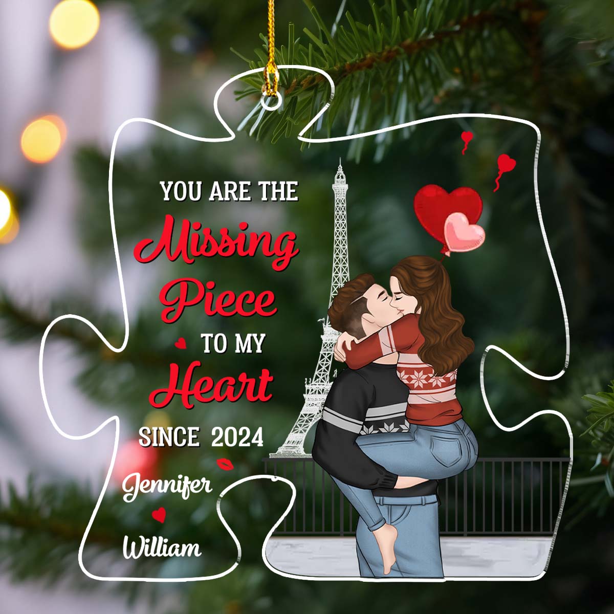 You Are The Missing Piece To My Heart - Personalized Custom Acrylic Ornament