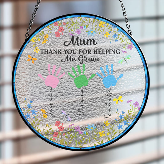 Helping Us Grow - Personalized Custom Window Hanging Suncatcher