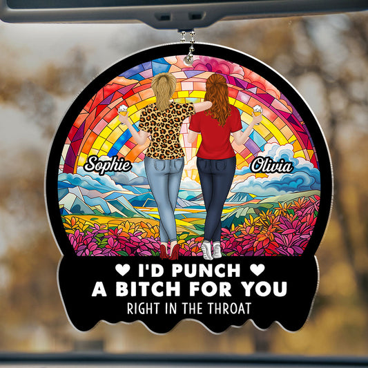 Punch Right In The Throat Bestie - Personalized Custom Car Ornament
