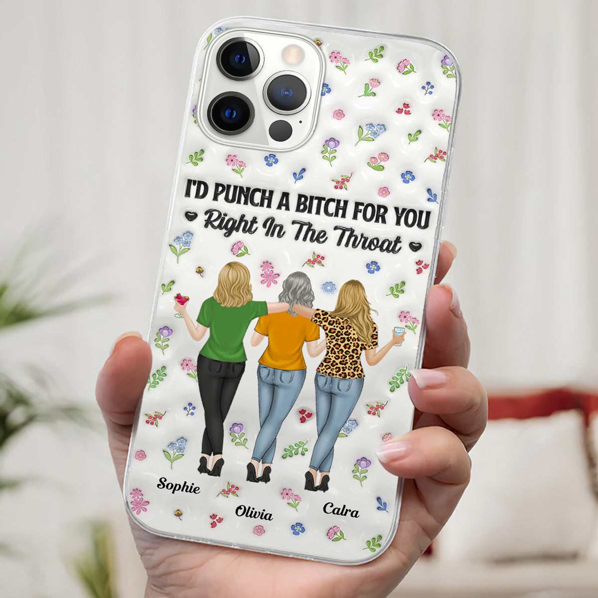 Punch Bitch Besties - Personalized Custom 3D Inflated Effect Phone Case