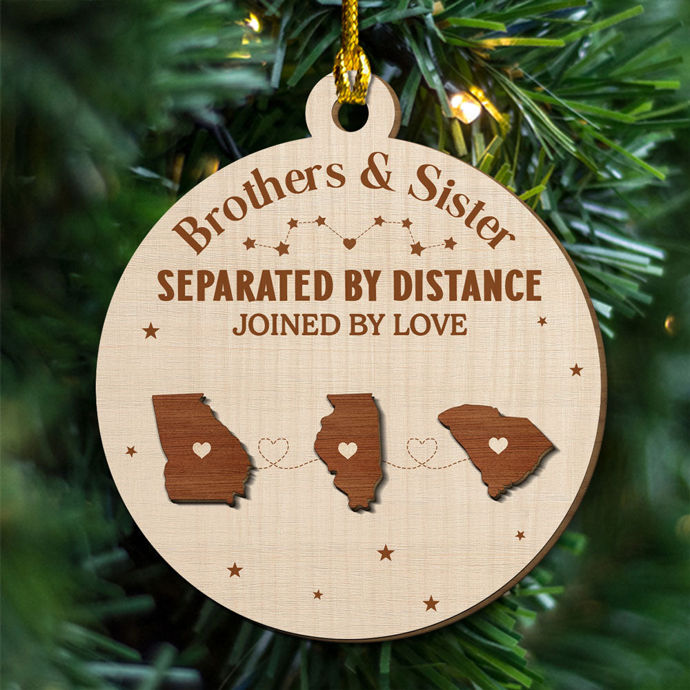 Hearts Connected Across The Miles - Personalized Custom Freeshape 2-Layered Wood Ornament