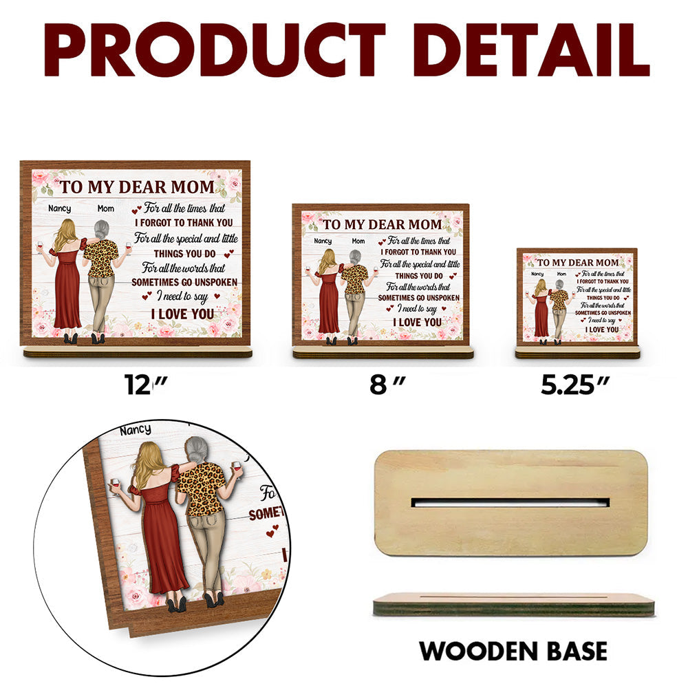 I Love You Mom - Personalized Custom 2-Layer Wood Plaque With Flat Base