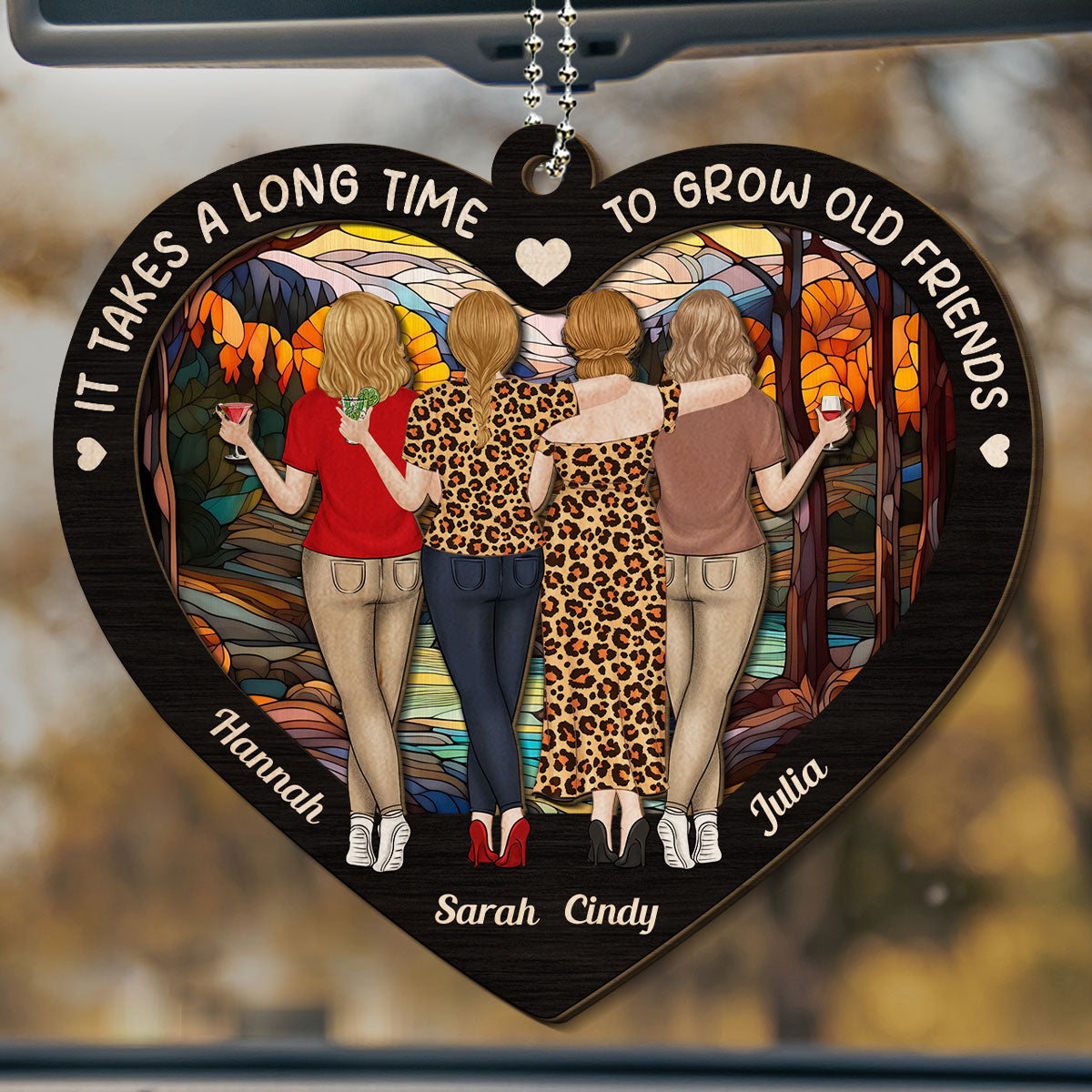 Old Friends Take Time To Grow - Personalized Custom 2-Layered Wood Car Ornament